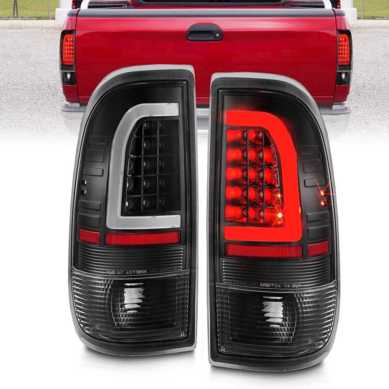 ANZO 1997-2003 Ford F-150 LED Tail Lights w/ Light Bar Black Housing Clear Lens-tuningsupply.com