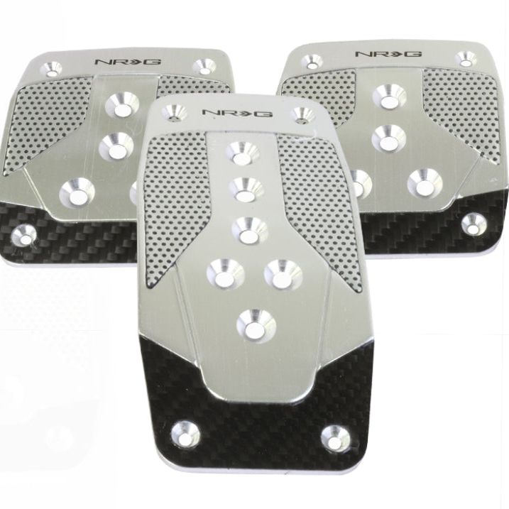 NRG Aluminum Sport Pedal M/T - Silver w/Black Carbon-tuningsupply.com