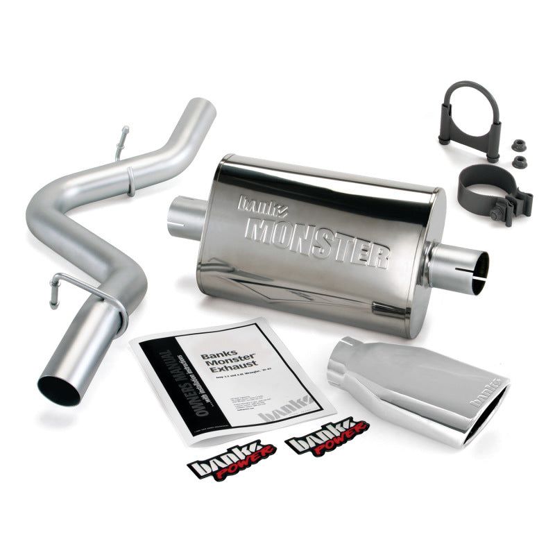 Banks Power 97-99 Jeep 2.5/4.0L Wrangler Slip Fit Cat Monster Exh Sys - SS Single Exh w/ Chrome Tip-tuningsupply.com