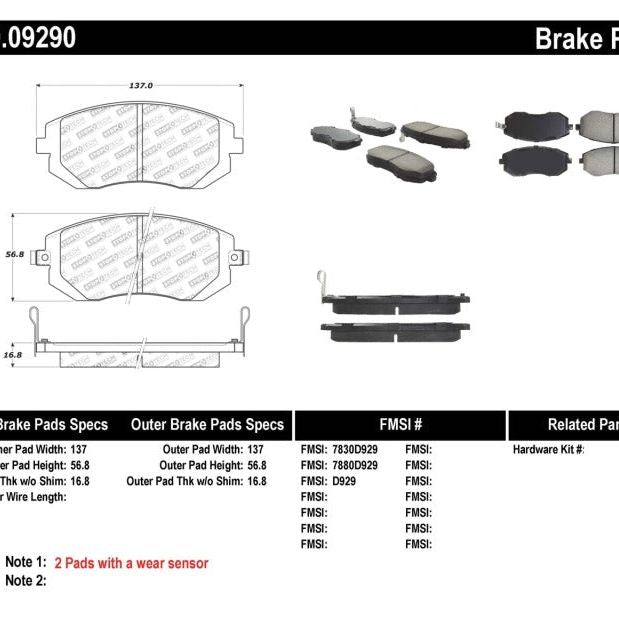 Stoptech 03-10 Subaru Forester/Impreza / 02-12 Subaru Legacy/Outback Sport Brake Pads - Front-Brake Pads - Performance-Stoptech-STO309.09290-SMINKpower Performance Parts