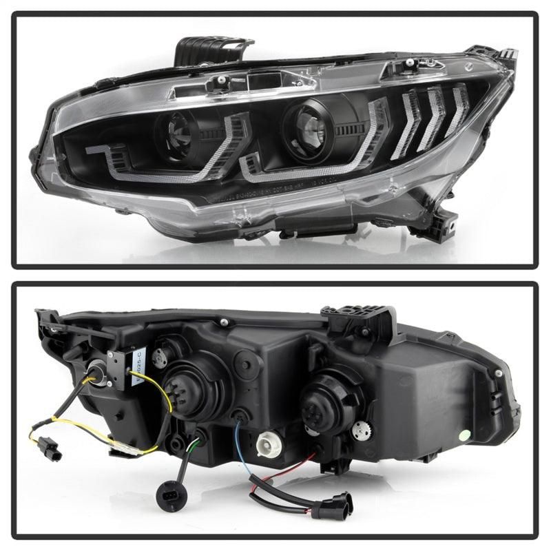 Spyder Honda Civic 16-18 2DR/4DR/Hatchback Headlight Black PRO-YD-HC16PL-SEQ-BK - SMINKpower Performance Parts SPY5087539 SPYDER