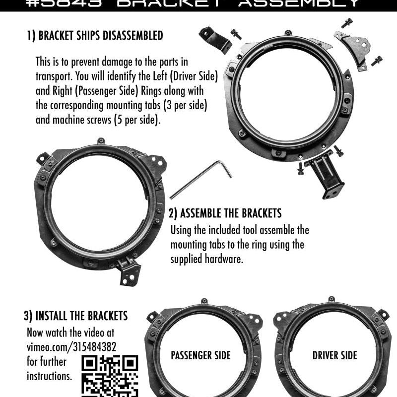 Oracle Jeep Wrangler JL/ Gladiator JT Adjustable 7in. Headlight Brackets (Pair) SEE WARRANTY-tuningsupply.com