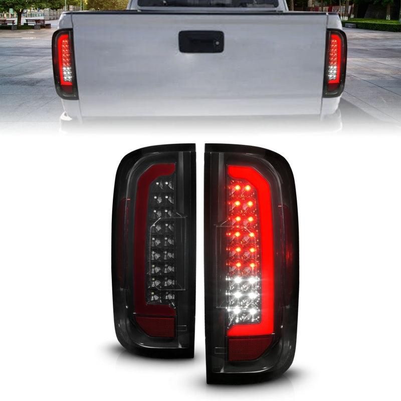 ANZO 15-21 Chevrolet Colorado Full LED Tail Lights w/ Red Lightbar Black Housing Smoke Lens-tuningsupply.com