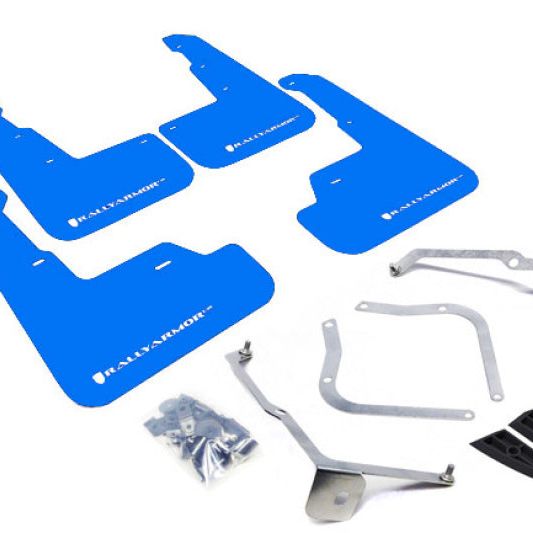 Rally Armor 15-21 Subaru WRX/STI (Sedan ONLY) Blue UR Mud Flap w/ White Logo-Mud Flaps-Rally Armor-RALMF32-UR-BL/WH-SMINKpower Performance Parts