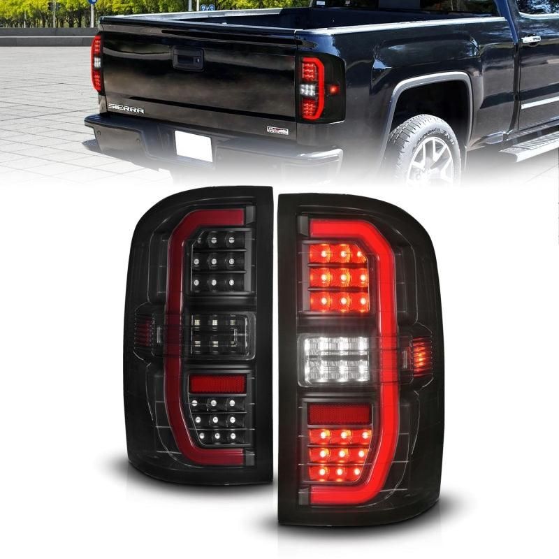 ANZO 14-18 GMC Sierra 1500 Full LED Taillights Black Housing Smoke Lens (w/C Light Bars)-tuningsupply.com