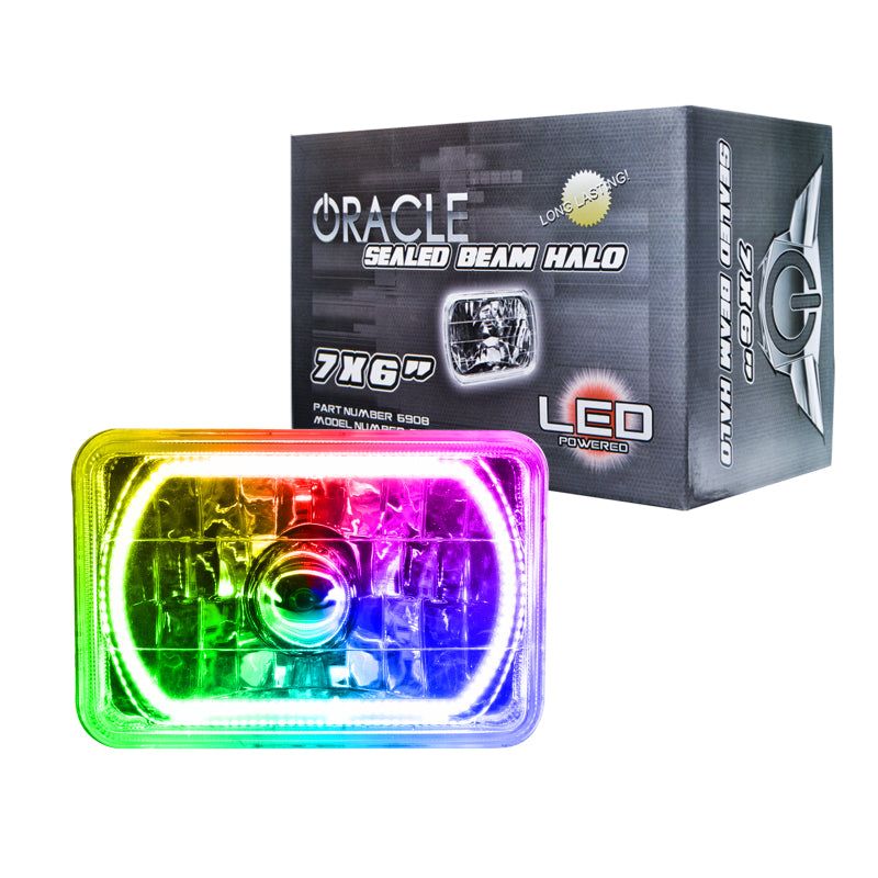 Oracle Pre-Installed Lights 7x6 IN. Sealed Beam - ColorSHIFT Halo SEE WARRANTY-tuningsupply.com