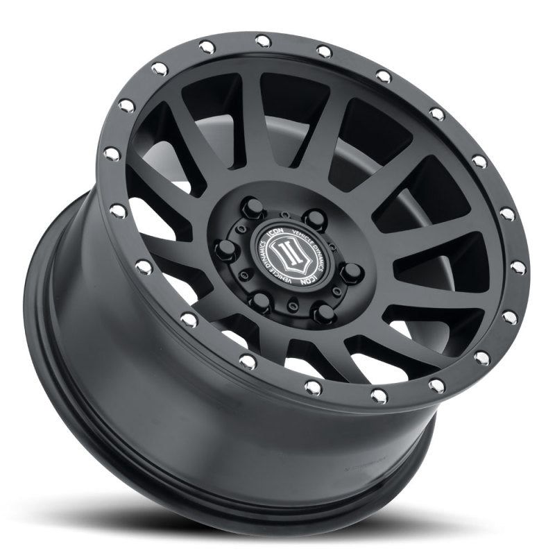 ICON Compression 17x8.5 6x5.5 0mm Offset 4.75in BS 106.1mm Bore Satin Black Wheel-tuningsupply.com