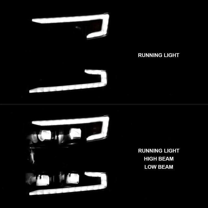 ANZO 19-22 Chevrolet Silverado 1500 LED Proj HL w/Lgt Bar SwBk Seq. Blk w/In. Light - Passenger Side-tuningsupply.com