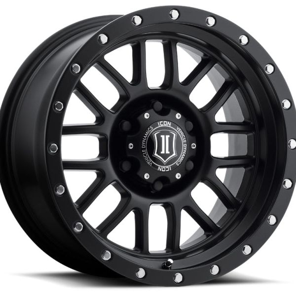 ICON Alpha 17x8.5 6x5.5 0mm Offset 4.75in BS 106.1mm Bore Satin Black Wheel-tuningsupply.com