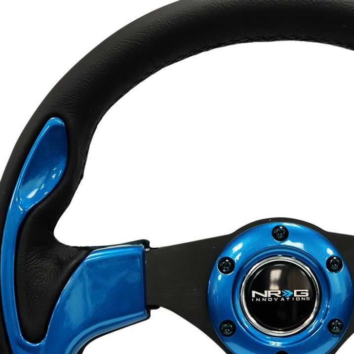 NRG Reinforced Steering Wheel (320mm) Blk w/Blue Trim-Steering Wheels-NRG-NRGRST-001BL-SMINKpower Performance Parts