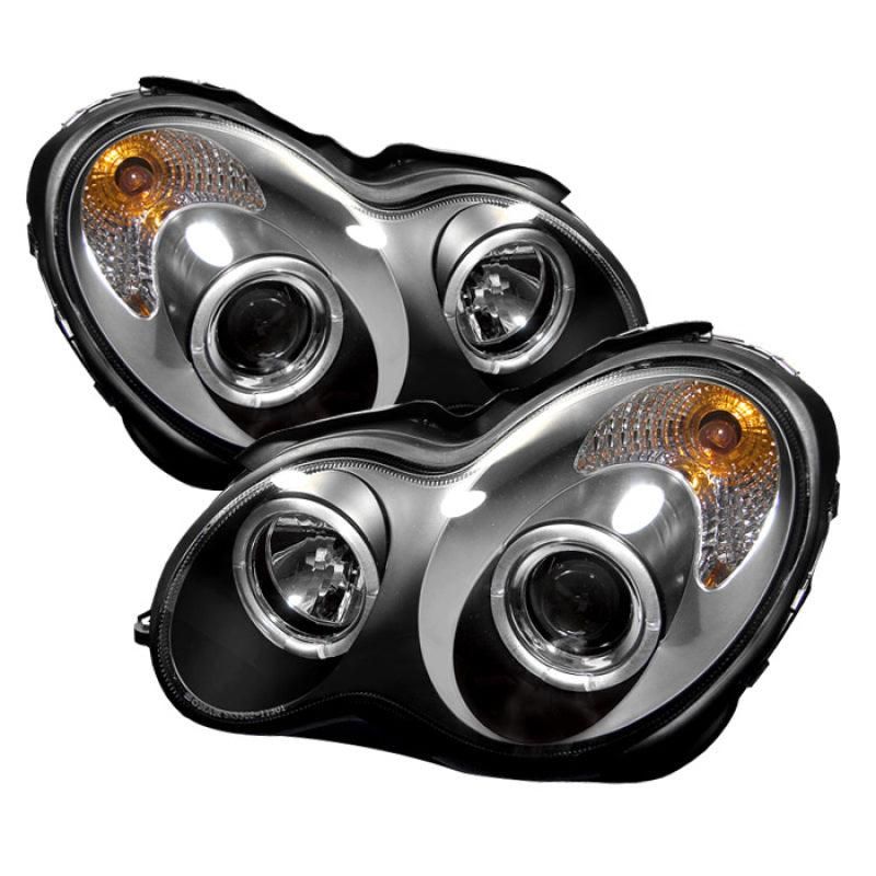 Spyder Mercedes Benz C-Class 01-05 4 DrProjector Headlights Halogen LED Halo Blk PRO-YD-MBW203-HL-BK - SMINKpower Performance Parts SPY5011251 SPYDER