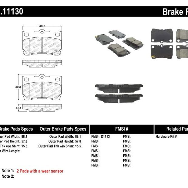 StopTech Performance 06 Lexus GS300/430 / 07-08 GS350 / 06-08 IS250/350 Rear Brake Pads-Brake Pads - Performance-Stoptech-STO309.11130-SMINKpower Performance Parts