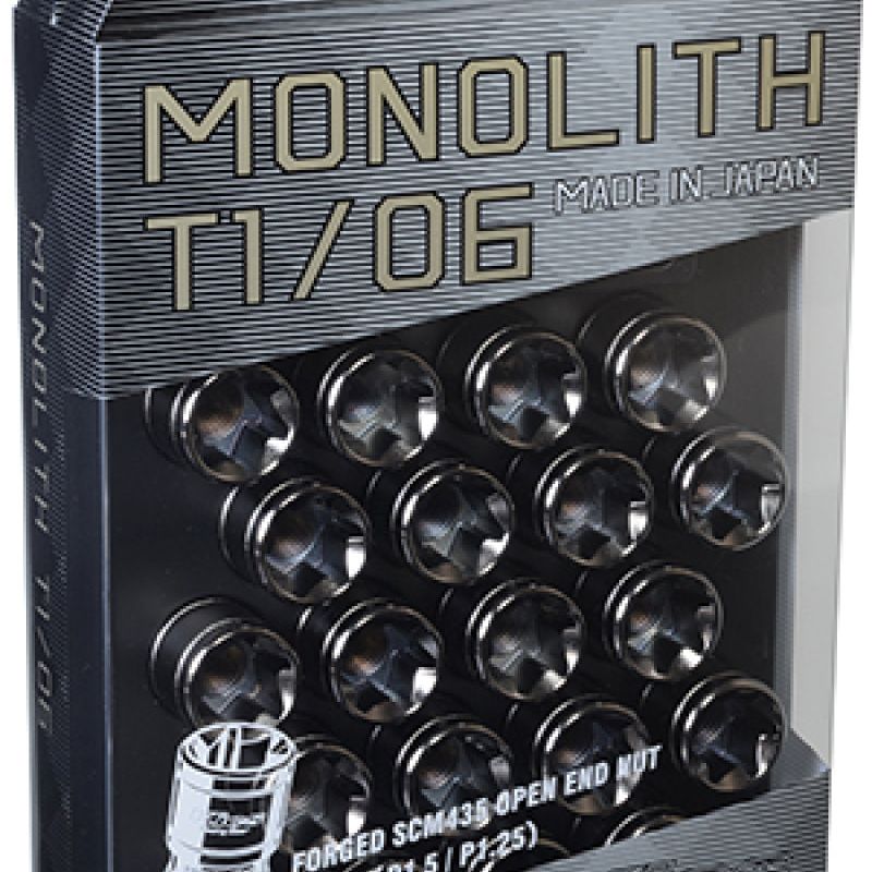 Project Kics 12 x 1.5 Glorious Black T1/06 Monolith Lug Nuts - 20 Pcs-tuningsupply.com