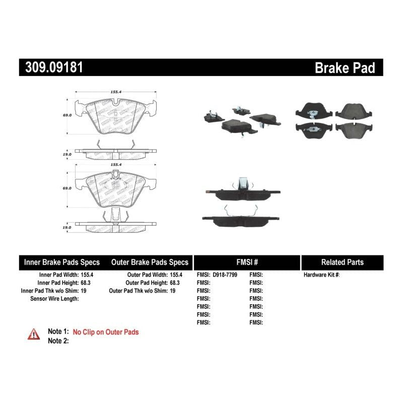 StopTech Performance 11-12 BMW Z4 (E86) / 07-11 335 Series (E90/92/93/F30) Front Brake Pads-Brake Pads - Performance-Stoptech-STO309.09181-SMINKpower Performance Parts