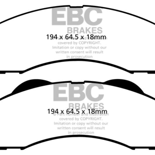 EBC 15+ Ford Expedition 3.5 Twin Turbo 2WD Yellowstuff Front Brake Pads-tuningsupply.com