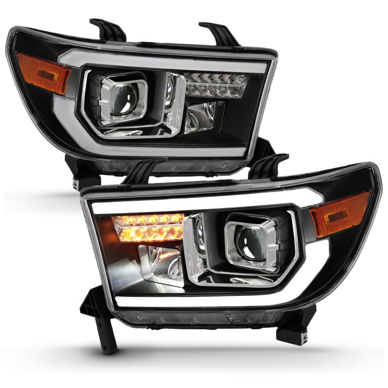 ANZO 2007-2014 Toyota Tundra Projector Light Bar H.L Black Amber(Led High Beam) (Halogen Version)-tuningsupply.com