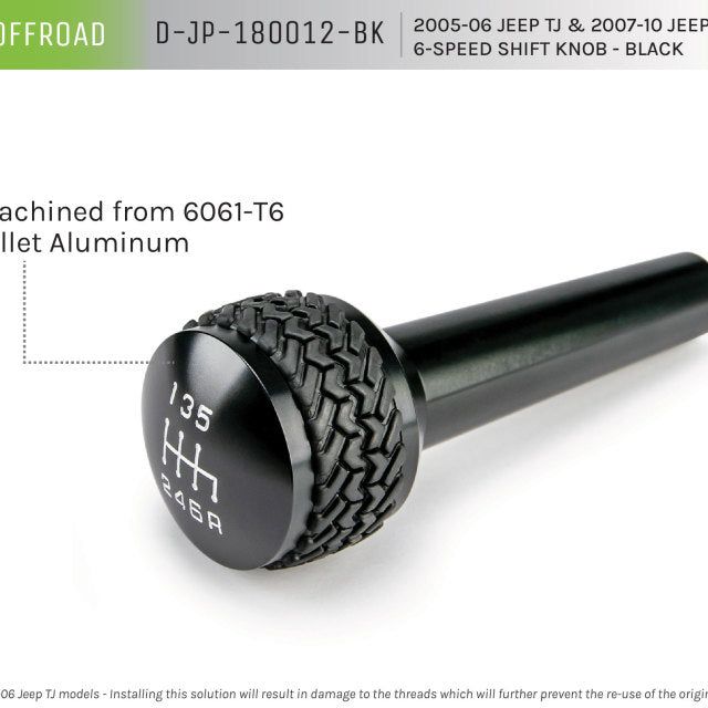 DV8 Offroad 2005-2010 Jeep TJ/JK 6-Speed Shift Knob Black Finish-tuningsupply.com