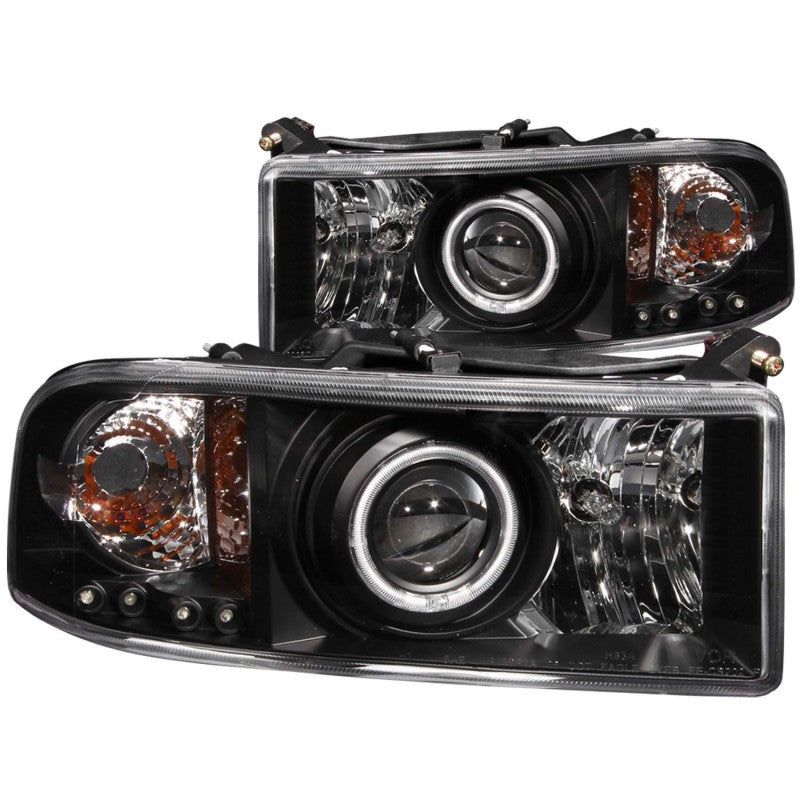 ANZO 1994-2001 Dodge Ram Projector Headlights w/ Halo Black-tuningsupply.com