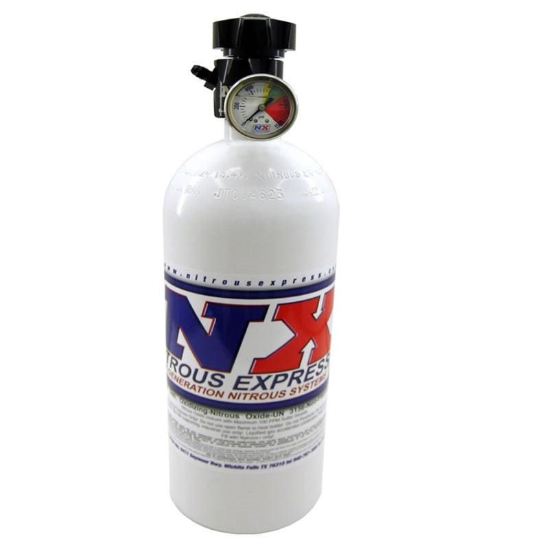 Nitrous Express 10lb Bottle w/Lightning 500 Valve (6.89 Dia x 20.19 Tall) w/Gauge-tuningsupply.com