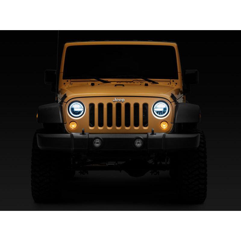 Raxiom 97-18 Jeep Wrangler TJ/JK 7-Inch LED Headlights w/ Halos- Black Housing (Clear Lens) - SMINKpower Performance Parts RAXJ155018 Raxiom