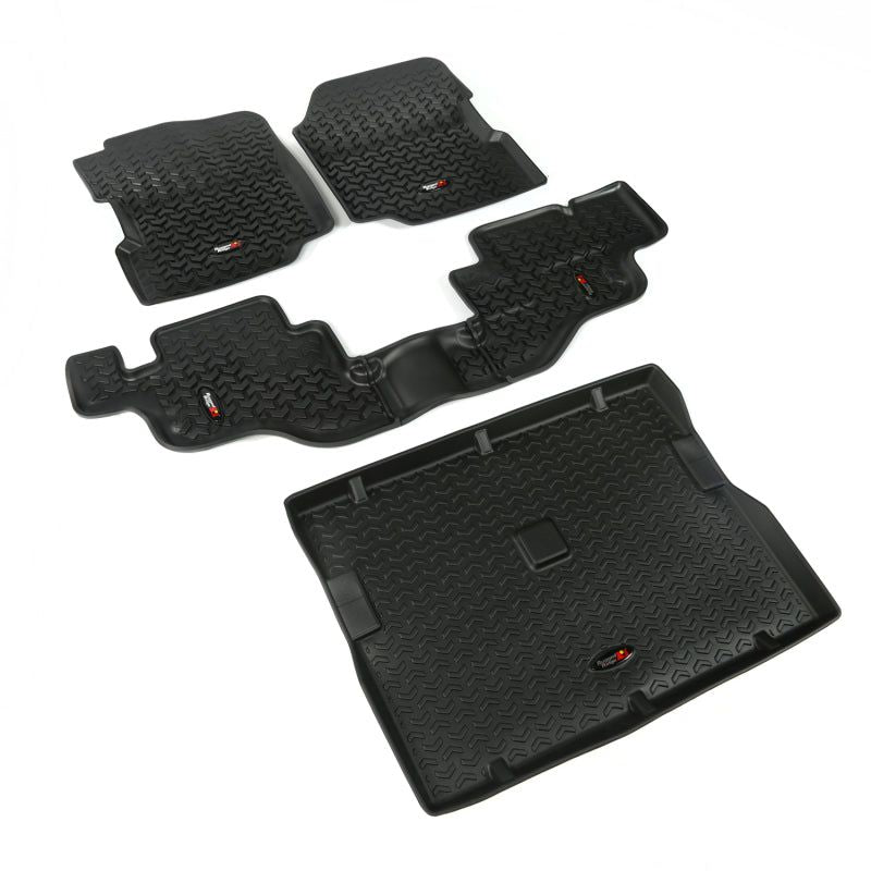 Rugged Ridge Floor Liner Front/Rear/Cargo Black 1976-1995 Jeep Wrangler / CJ - SMINKpower Performance Parts RUG12988.09 Rugged Ridge