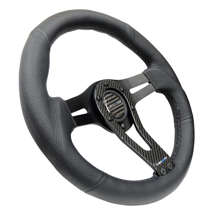 NRG Reinforced Steering Wheel (320mm) w/Carbon Center Spoke - SMINKpower Performance Parts NRGRST-002RCF NRG