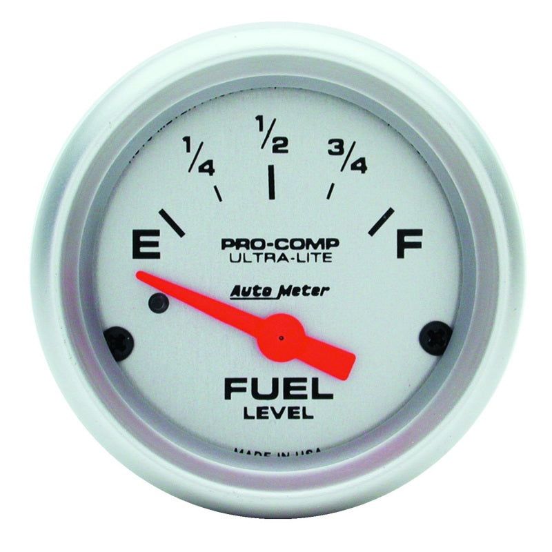 Autometer Ultra-Lite 52mm 0 OHMS Empty/90 OHMS Full Short Sweep Electronic Fuel Level Gauge-tuningsupply.com