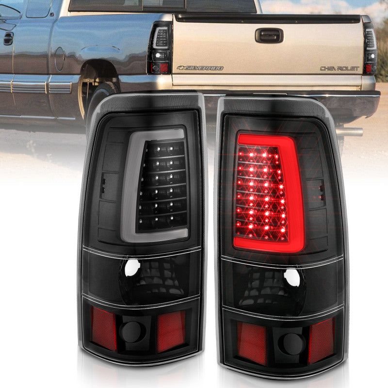 ANZO 2003-2006 Chevy Silverado 1500 LED Taillights Plank Style Black w/Clear Lens-tuningsupply.com