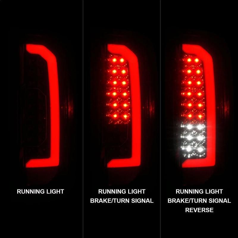 ANZO 15-21 Chevrolet Colorado Full LED Tail Lights w/ Red Lightbar Black Housing Smoke Lens-tuningsupply.com