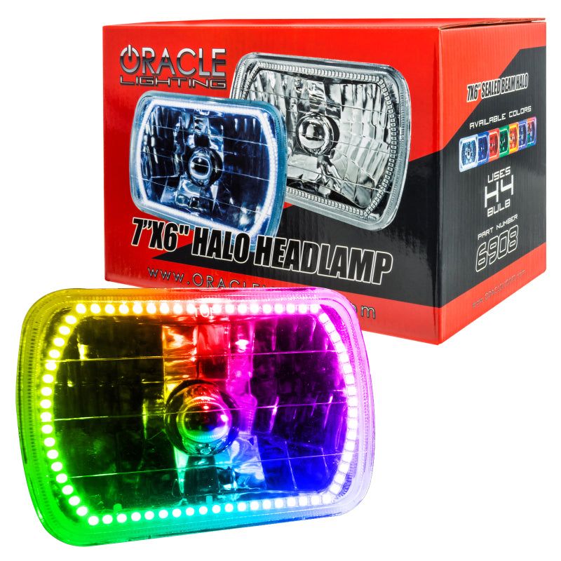 Oracle Pre-Installed Lights 7x6 IN. Sealed Beam - ColorSHIFT Halo SEE WARRANTY-tuningsupply.com