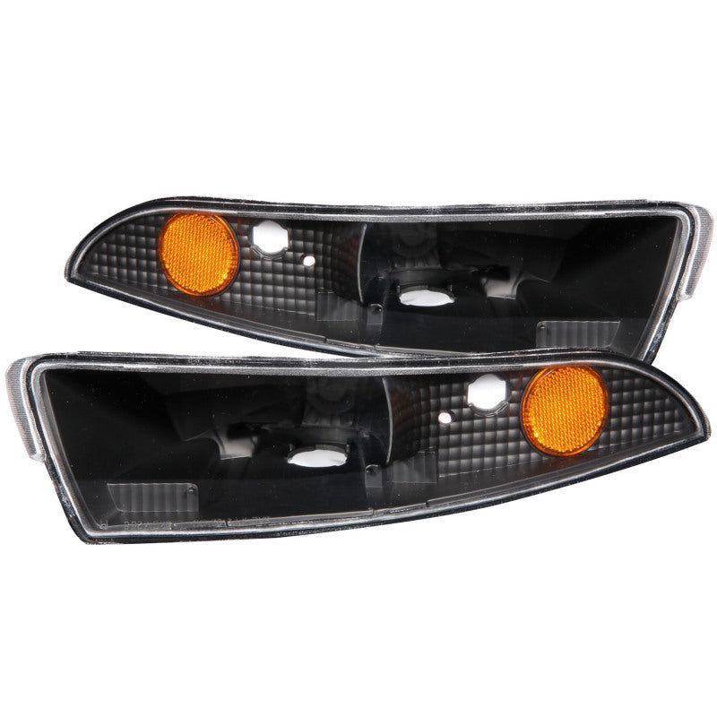 ANZO 1993-2002 Chevrolet Camaro Euro Parking Lights Black w/ Amber Reflector-tuningsupply.com