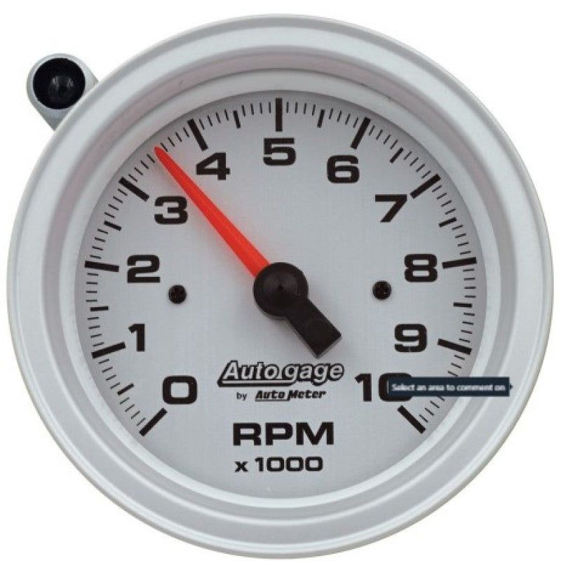 AutoMeter Tachometer Gauge 10K RPM 3 3/4in Pedestal w/Ext. Shift-Light - Silver Dial/Black Case-tuningsupply.com