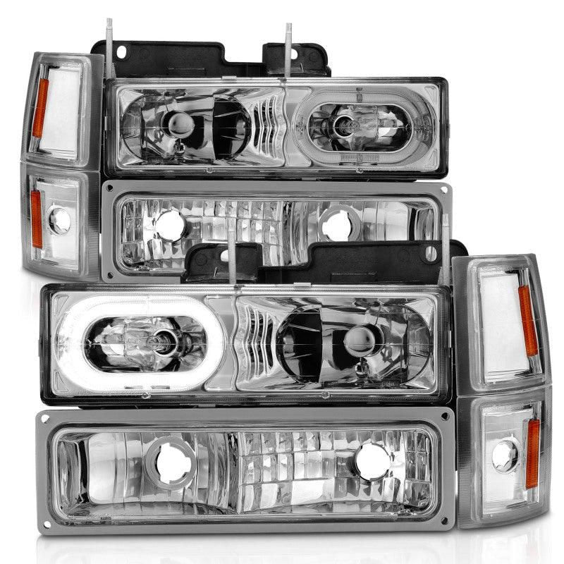 ANZO 88-98 Chevrolet C1500 Crystal Headlights Chrome Housing w/ Signal and Side Marker Lights-tuningsupply.com