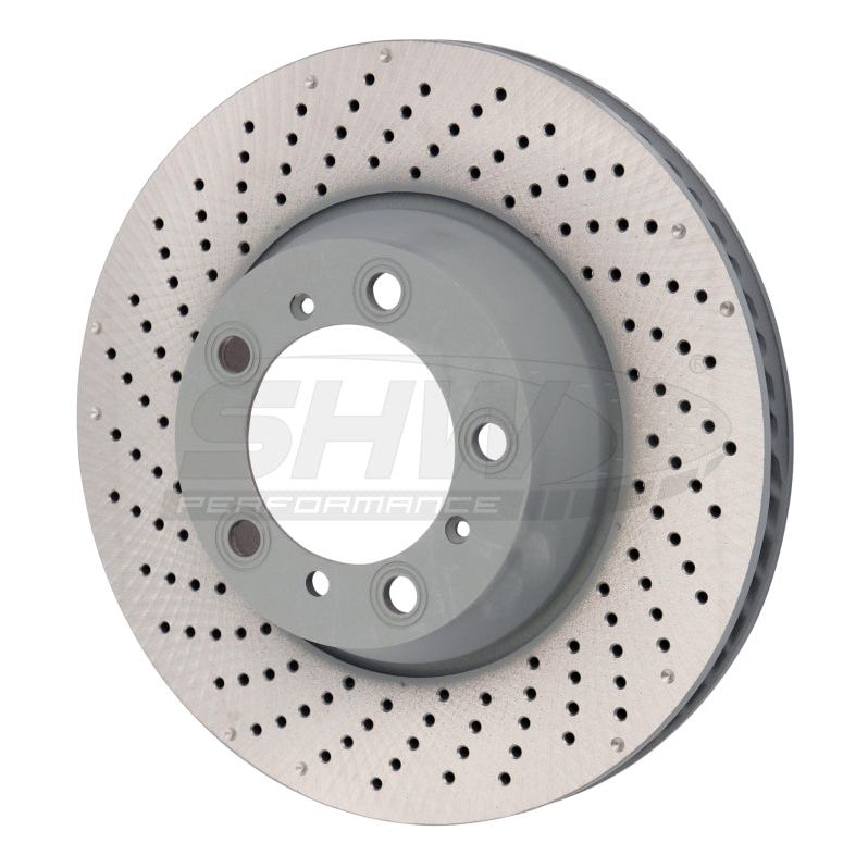 SHW 15-16 Porsche 911 Carrera 4GTS 3.8L w/o Ceramics Left Rr Drill-Dimp MB Brake Rotor (99635240502)-Brake Rotors - Drilled-SHW Performance-SHWPRL31124-SMINKpower Performance Parts