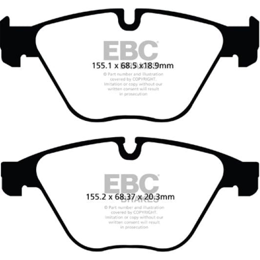 EBC 10+ BMW 535i 3.0 Turbo (F10) Yellowstuff Front Brake Pads-tuningsupply.com