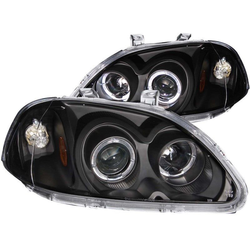 ANZO 1996-1998 Honda Civic Projector Headlights w/ Halo Black-tuningsupply.com