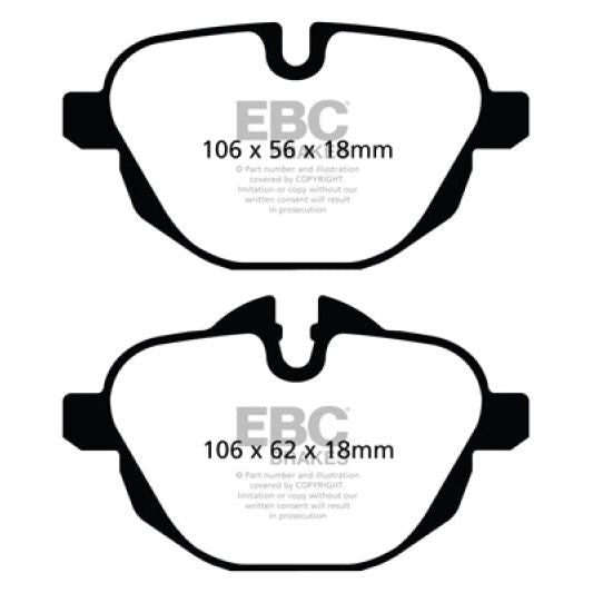 EBC 11+ BMW X3 2.0 Turbo (F25) Ultimax2 Rear Brake Pads-tuningsupply.com