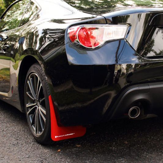 Rally Armor 13-17 Subaru BRZ/Toyota FR-S Red UR Mud Flap w/White Logo-tuningsupply.com