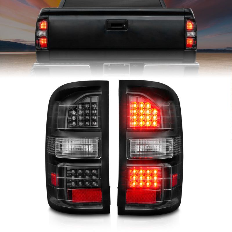 ANZO 2014-2018 GMC Sierra LED Tail Lights Black Housing Clear Lens-tuningsupply.com