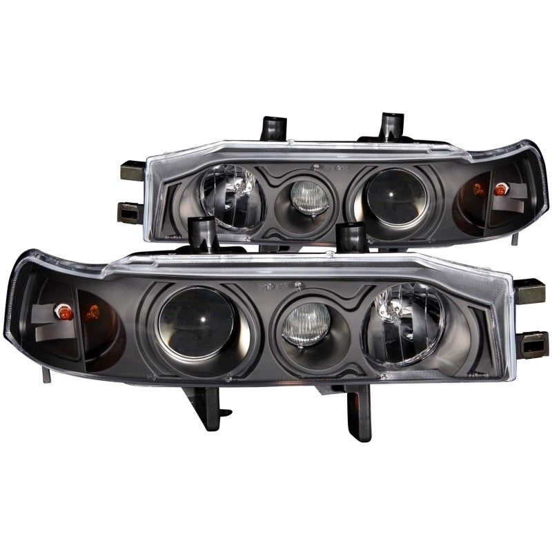 ANZO 1990-1993 Honda Accord Projector Headlights w/ Halo Black 1pc-tuningsupply.com