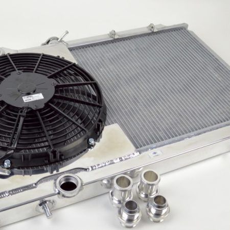 CSF 96-07 Mitsubishi Evo 4/5/6/7/8/9 Full-Slim Radiator w/12in Fan & Shroud/-16AN & Slip On Fitting-tuningsupply.com