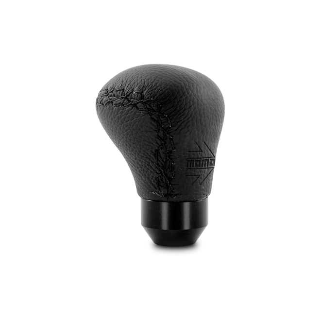 Momo Anatomico Shift Knob - Black Leather, Black Stitching-tuningsupply.com