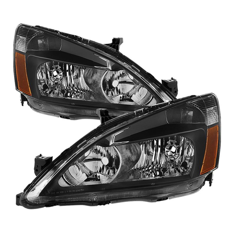 Xtune Honda Accord 03-07 Amber Crystal Headlights Black HD-JH-HA03-AM-BK-Headlights-SPYDER-SPY5014351-SMINKpower Performance Parts