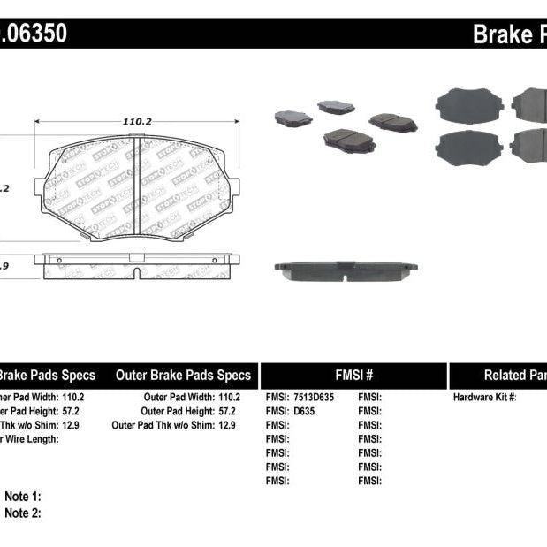 StopTech Performance 94-97/99-05 Miata w/Normal Suspension Front Brake Pads D635-Brake Pads - Performance-Stoptech-STO309.06350-SMINKpower Performance Parts