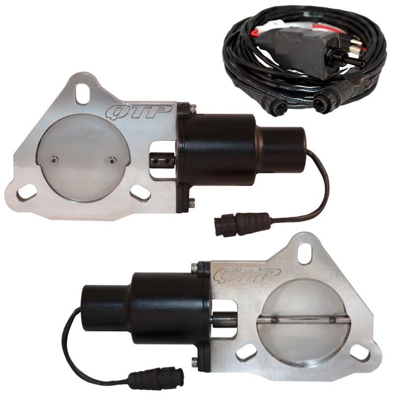 QTP 3in Bolt-On QTEC Dual Electric Cutout Valves - Pair-tuningsupply.com