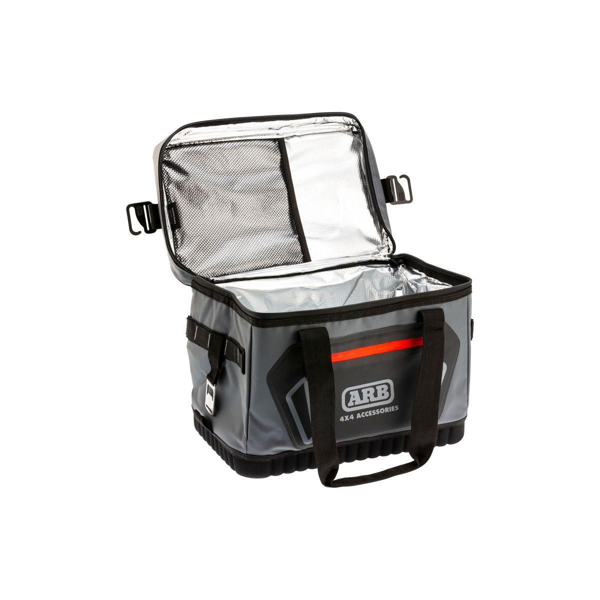 ARB Cooler Bag Charcoal w/ Red Highlights 15in L x 11in W x 9in H Holds 22 Cans-tuningsupply.com