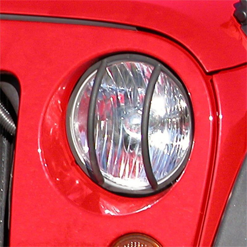 Rugged Ridge 07-18 Jeep Wrangler JK Black Headlight Euro Guards-Light Covers and Guards-Rugged Ridge-RUG11230.03-SMINKpower Performance Parts