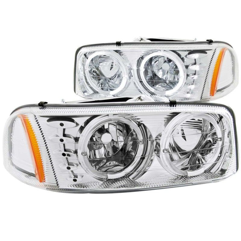 ANZO 1999-2006 Gmc Sierra 1500 Crystal Headlights w/ Halo and LED Chrome-tuningsupply.com