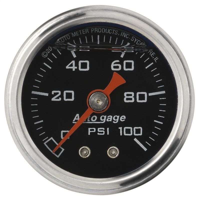 Autometer AutoGage 1.5in Liquid Filled Mechanical 0-100 PSI Fuel Pressure Gauge-tuningsupply.com