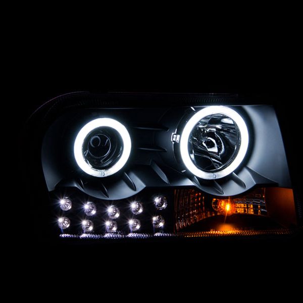 ANZO 2005-2010 Chrysler 300 Projector Headlights w/ Halo Black (Does Not Fit S Models)-tuningsupply.com